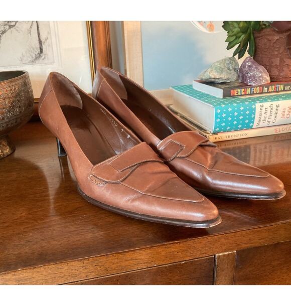 Ralph Lauren Brown Leather Almond Pointed Toe Loafers Vintage ~ Sz 9 ~ So CBK! - Picture 10 of 10